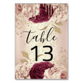 De Table Tableau numéro 13 Florals Rose Gold Marsala Bourgo (Dos)