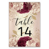 De Table Tableau numéro 14 Rose floral Marsala Bourgogne (Dos)
