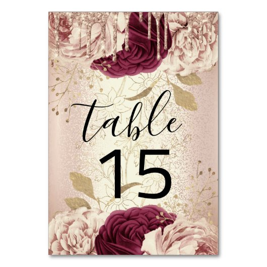 De Table Tableau numéro 15 Rose floral Marsala Bourgogne (Par défaut)