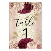 De Table Tableau numéro 1 Rose Florals Marsala Bourgogne (Dos)