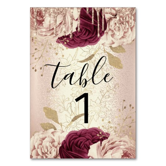 De Table Tableau numéro 1 Rose Florals Marsala Bourgogne (Par défaut)