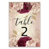 De Table Tableau numéro 2 Florals Rose Gold Marsala Bourgog (Dos)