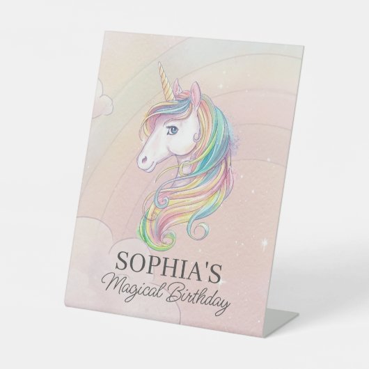 De Table Unicorne anniversaire fête arc-en-ciel signe (Recto)