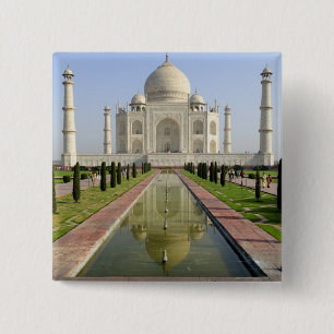De Taj Mahal, Agra, Uttar Pradesh, India, Vierkante Button 5,1 Cm