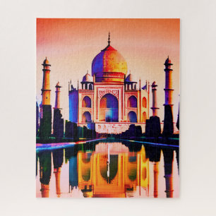 De Taj Mahal tegen een zonnehemel Legpuzzel