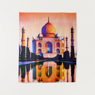 De Taj Mahal tegen een zonnehemel Wandkleed