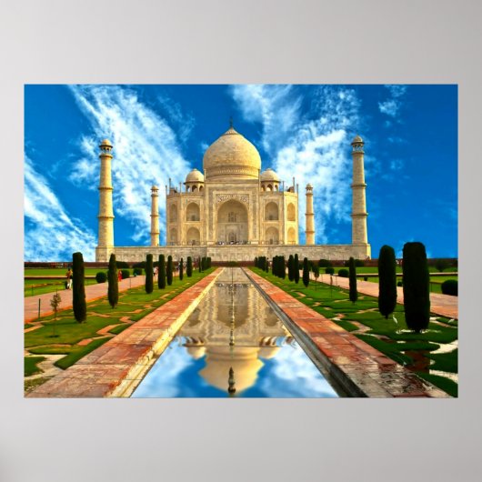 De Taj Mahal werpt de mooiste huizen op Poster (Voorkant)