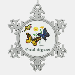 De tand Vlinders van de Hygiënist Tin Sneeuwvlok Ornament