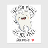 De tand zal je gratis grappige tandenstokers sticker (Vel)