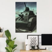 De tanks op het slagveld | AI Art. Poster (Thuiskantoor)