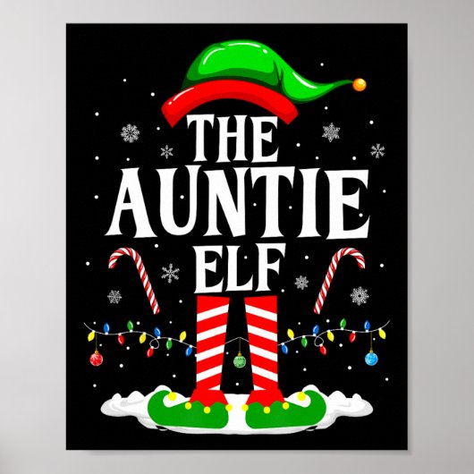 De tante Elf Grappige Xmas Elf Bijpassende Familie Poster (Voorkant)
