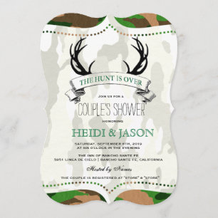 "De tante is over" Rustic Camo Couple's Shower Kaart