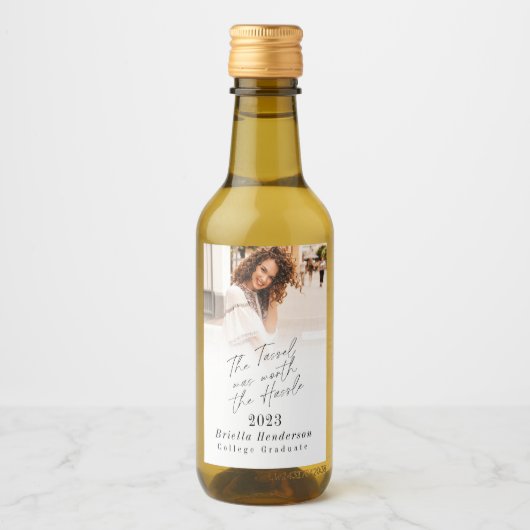 De Tassel was het Afstuderen van Hassle Mini waard Wijn Etiket (Voorkant)