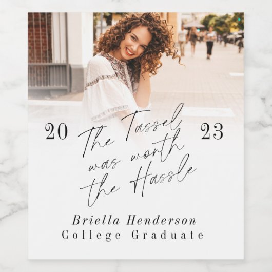 De Tassel was het Afstuderen van Hassle waard Wijn Etiket (Enkel label)
