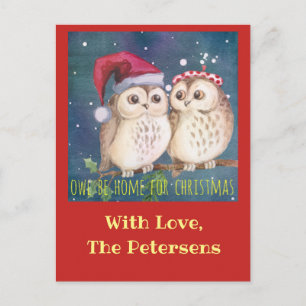 De Te personaliseren Kerstkaart van de uil Feestdagenkaart