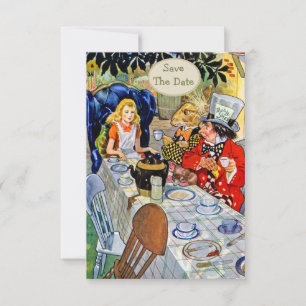 De Tea Party Wedding van Mad Hatter bewaart de Dat Save The Date