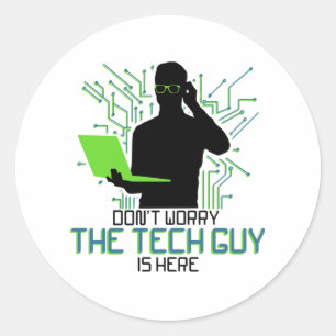 De technische ondersteuning maakt zich geen zorgen ronde sticker