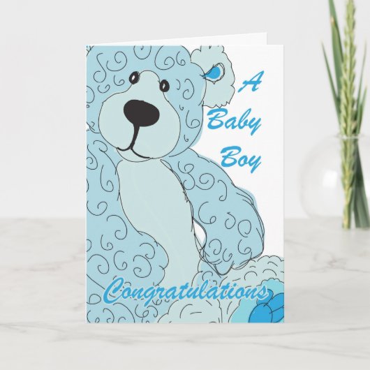 De Teddybeer van de Gelukwensen van de Jongen van Kaart (Voorkant)