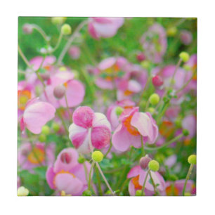 DE TEGEL "ROZE BLOEMEN KIJKT BIJNA ALS SNOEP " TEGELTJE