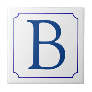 De tegel van de brief. Blauw op Wit met lijst Tegeltje