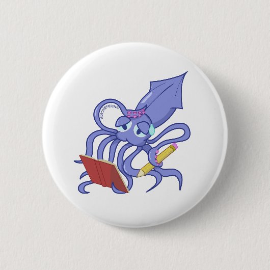 De Teken Calamari Ronde Button 5,7 Cm (Voorkant)