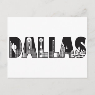 De Tekst van Dallas met de Tekening van het Overzi Briefkaart