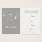 De tekst van het de maaltijdkeus van het huwelijk  visitekaartje (Voorkant /achterkant)