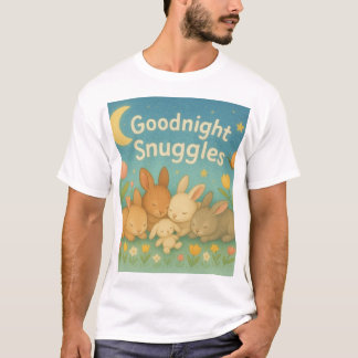 De tekst zegt "Goodnight Snuggles". Baby konijntje T-shirt