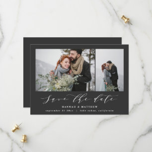 De tekstfoto van het manuscript elegant moderne br save the date