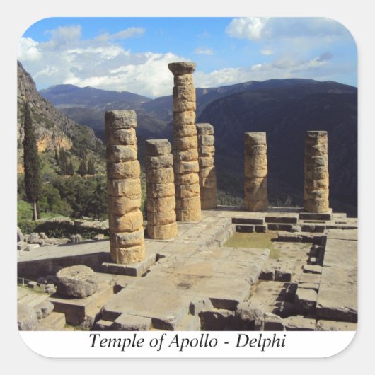 De tempel van Apollo - Delphi Vierkante Sticker (Voorkant)