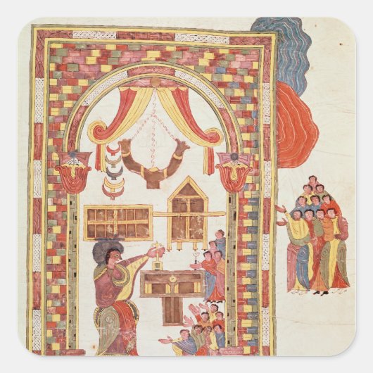 De tempel van Jeruzalem uit de Bijbel Vierkante Sticker (Voorkant)