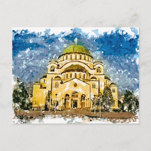 De Tempel van Sint Sava Belgrado Srbija Briefkaart (Voorkant)