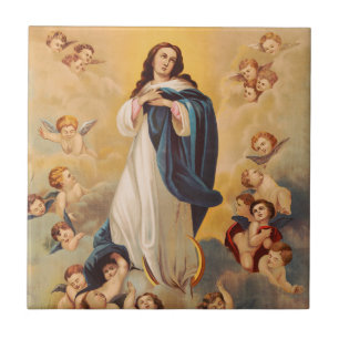 De Tenhemelopneming van de Maagd Maria Tegeltje