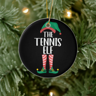 De Tennis Elf Overeenkomende Familie Groep Kerstmi Keramisch Ornament