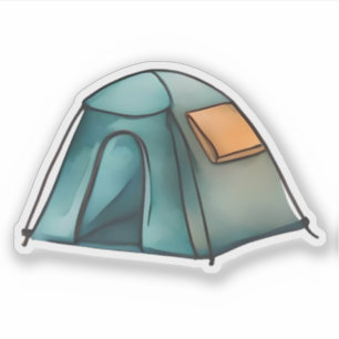 De tent van het avonturenkamp sticker