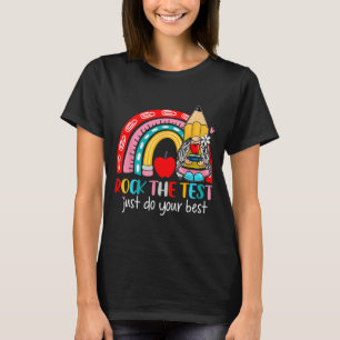 De test grappige leraar testdag regenboog kabouter t-shirt