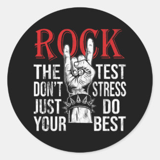 De test heeft geen stress op de testdag van leerkr ronde sticker