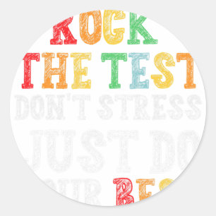De test legt geen nadruk op grappige testleraren ronde sticker