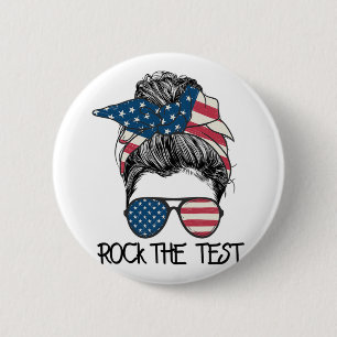 De Test Messy Bun Teacher Test Dag Testen Dag Te Ronde Button 5,7 Cm