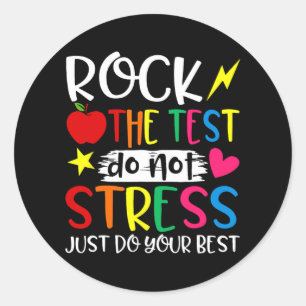 De test niet stresstest dag testen motivatie ronde sticker