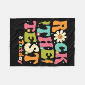 De Test Retro Groovy Docent Test Dag Testen Dag Fleece Deken (Voorkant (Horizontaal))