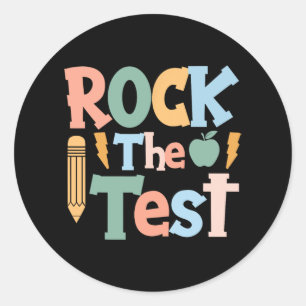 De testdag Retro Motivatie Teacher St Ronde Sticker