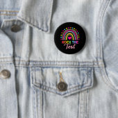 De testdag Teacher Testing Day Rainbow Leop Ronde Button 5,7 Cm (In situ)