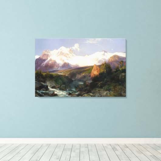 De Teton Range van Thomas Moran Canvas Afdruk (Insitu (Houten vloer))