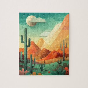 De Texaanse woestijn show van zijn enorme cactus Legpuzzel