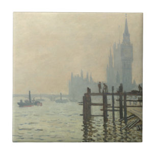 De Thames onder Westminster door Claude Monet Tegeltje