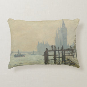 De Thames onder Westminster van Claude Monet Accent Kussen
