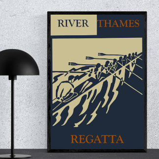 De Thames Regatta Retro Rowing Sport Poster