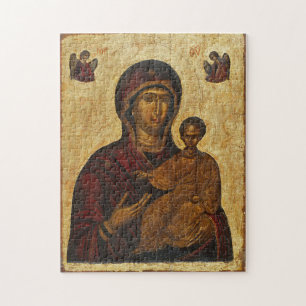 De Theotokos en het Christus Kind Byzantijns Icoon Legpuzzel