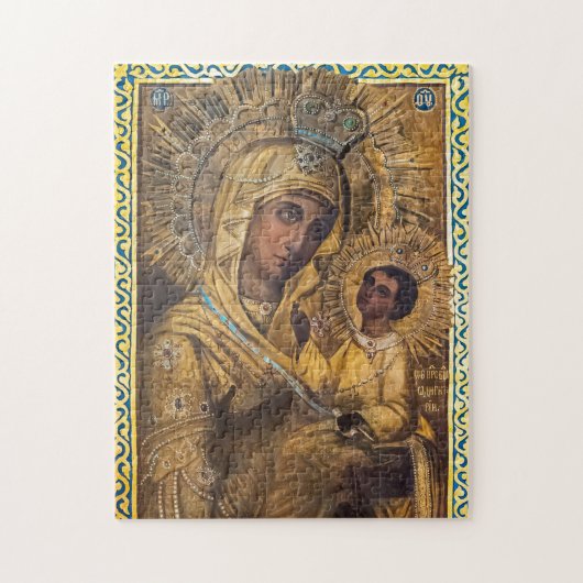 De Theotokos en het Christuskind-orthodoxe icoon Legpuzzel (Verticaal)